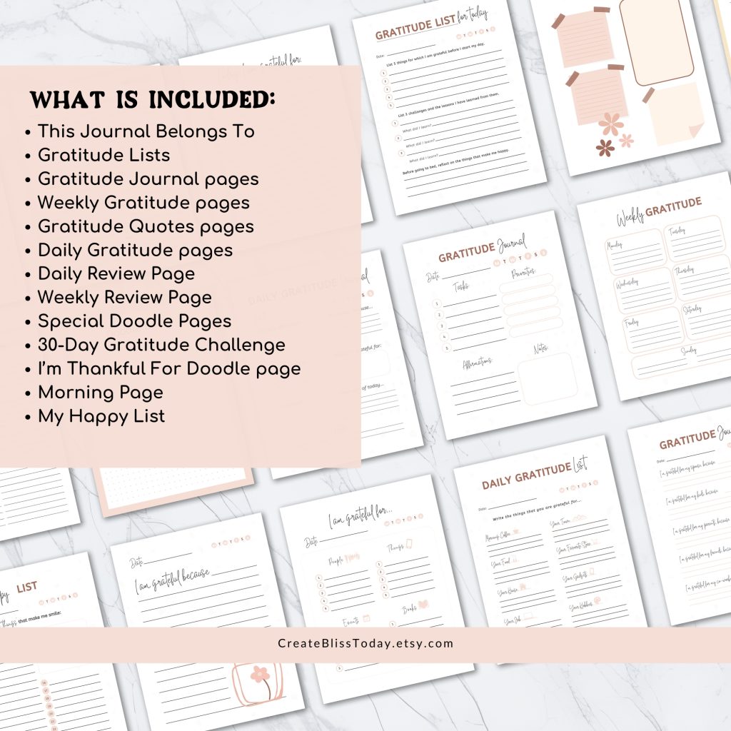 what is inside the gratitude journal